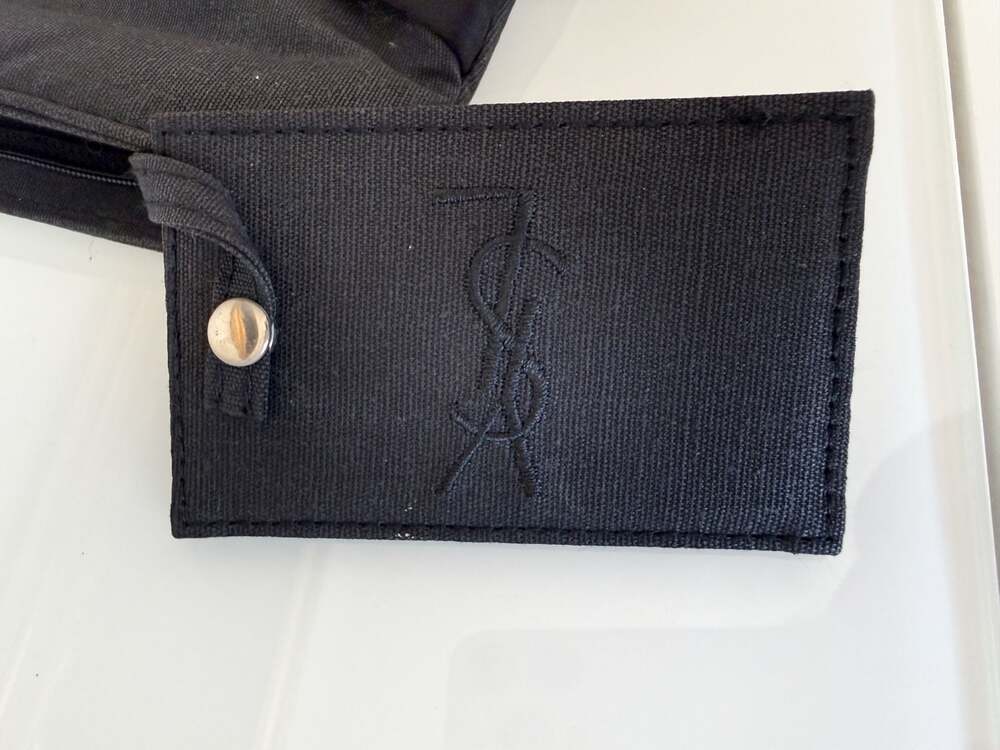 Yves Saint Laurent YSL Black Canvas and Satin Bow Clutch Pouch with Mirror - Picture 4 of 4